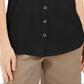 Karen Scott Women's Button Front Top Black Size Medium