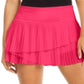 Ideology Women's Mini Ruffled Active Wear Skort Pink Size Large