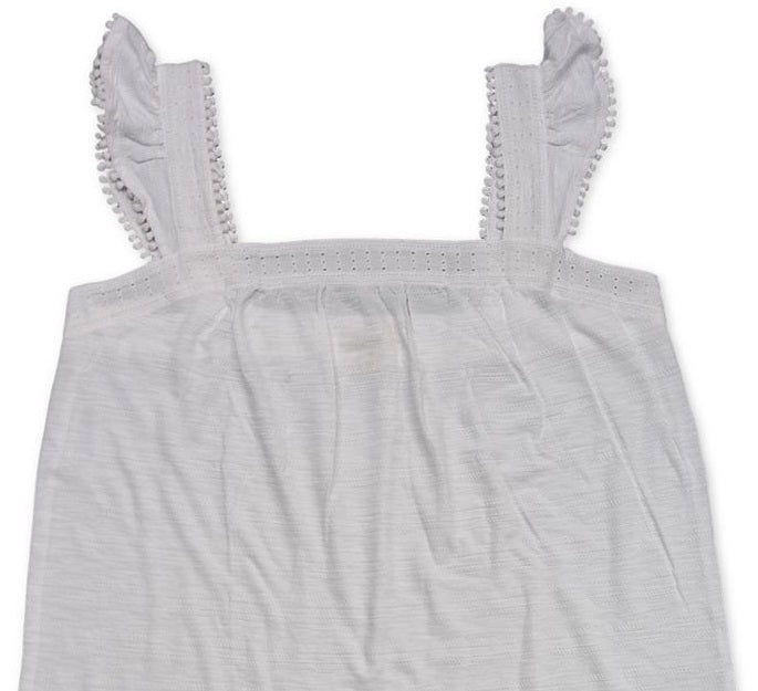 Style & Co Women's Embroidered Flutter Strap Tank Top White Size XX-Large