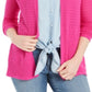 Charter Club Women's Open Front Pointelle Cardigan Pink Size XX-Large