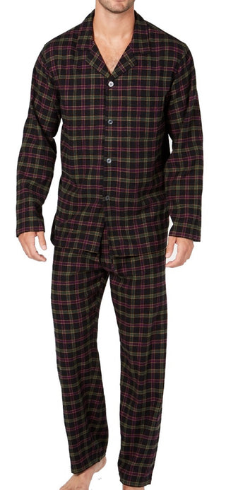 Club Room Men's Black Plaid Flannel Pajamas Black Size XX-Large