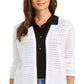 Charter Club Women's Pointelle Knit Open Front Cardigan White Size XX-Large