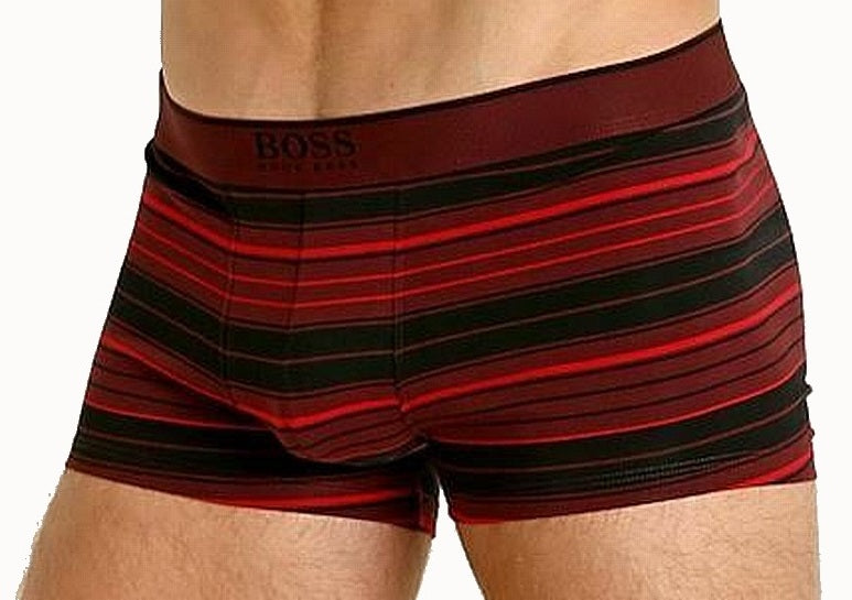 Hugo Boss Men's Striped Logo Boxer Briefs Red Size Small