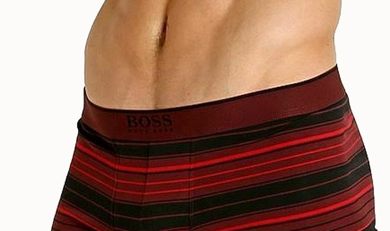 Hugo Boss Men's Striped Logo Boxer Briefs Red Size Small