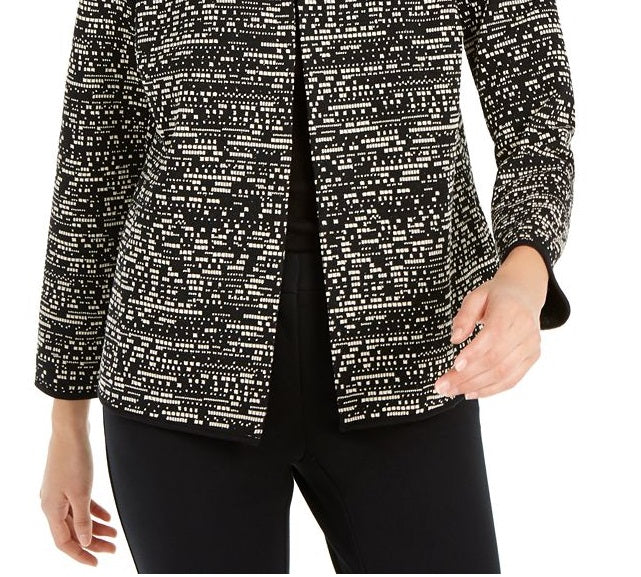Alfani Women's Notch Collar Printed Jacket Black Size XX-Large