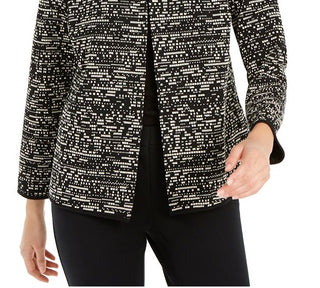 Alfani Women's Notch Collar Printed Jacket Black Size XX-Large