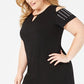 JM Collection Women's Short Sleeve Above the Knee Sheath Dress Black Size 1X