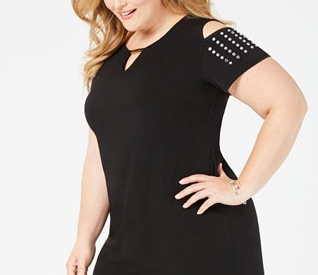 JM Collection Women's Short Sleeve Above the Knee Sheath Dress Black Size 1X