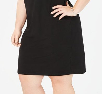 JM Collection Women's Short Sleeve Above the Knee Sheath Dress Black Size 1X