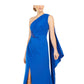 Adrianna Papell Women's Draped One Shoulder Gown Blue Size 4