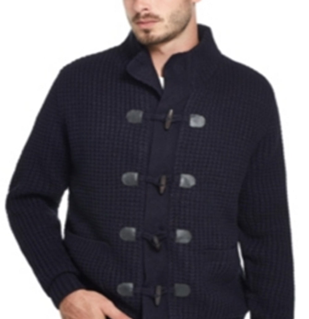 Weatherproof Vintage Men's Toggle Waffle Stitch Sweater Blue Size XXX-Large