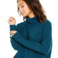 Style & Co Women's Mixed Stitch Ribbed Turtleneck Tunic Sweater Blue Size Small