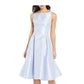 Adrianna Papell Women's Sleeveless Boat Neck Midi Formal Fit Flare Dress Blue Size 6