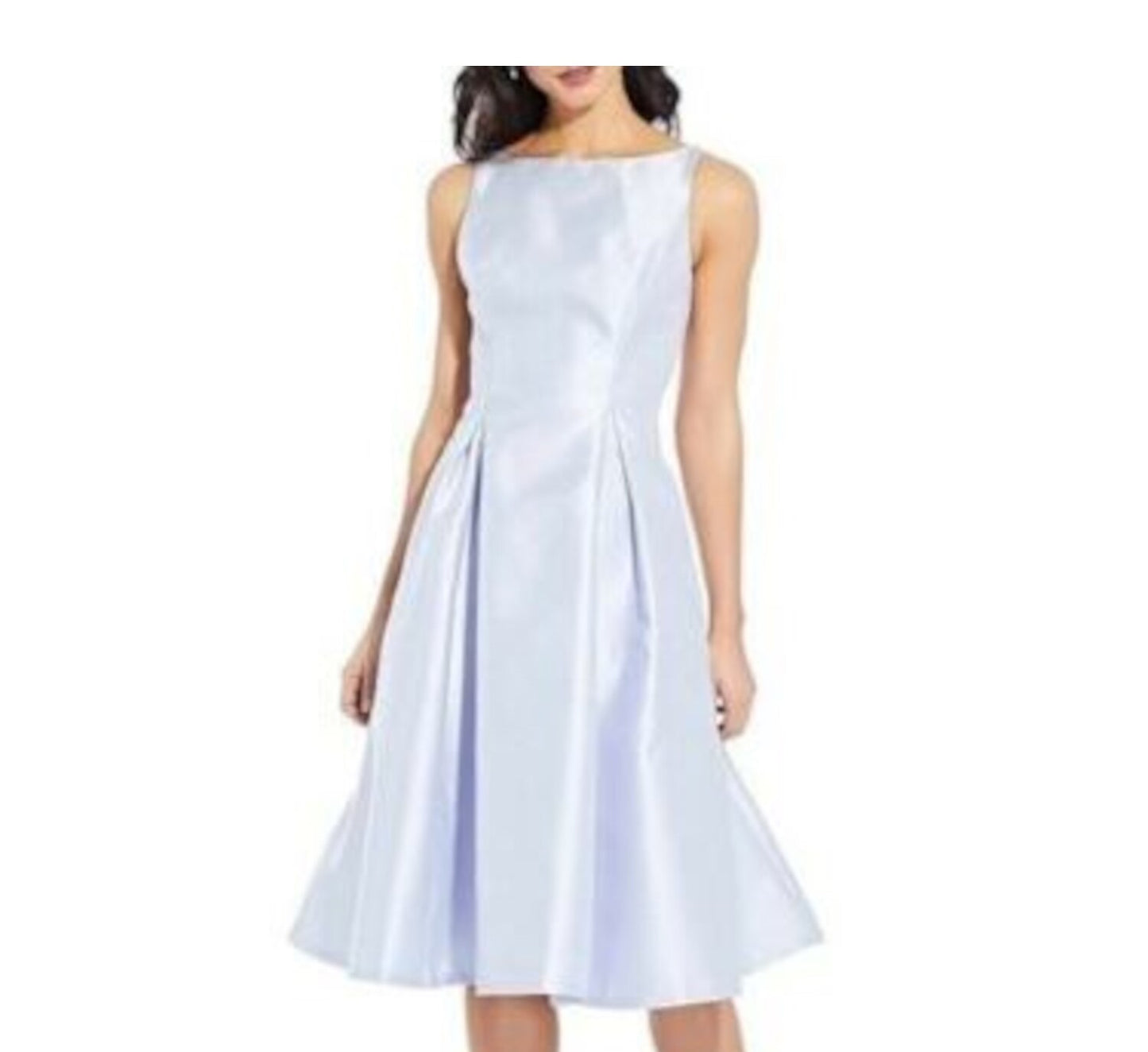 Adrianna Papell Women's Sleeveless Boat Neck Midi Formal Fit Flare Dress Blue Size 6