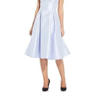 Adrianna Papell Women's Sleeveless Boat Neck Midi Formal Fit Flare Dress Blue Size 6