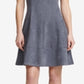 DKNY Women's Sleeveless Jewel Neck Above the Knee Fit Flare Dress Silver Size 16