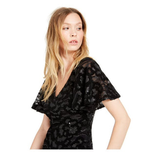 Calvin Klein Women's Short Sleeve Knee Length Body Con Evening Dress Black Size 14