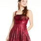 Say Yes to the Prom Junior's Glitter Mesh Gown Wine Size 7-8