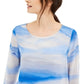 Alfani Women's Striped Scoop Neck Blouse Blue Size XX-Large