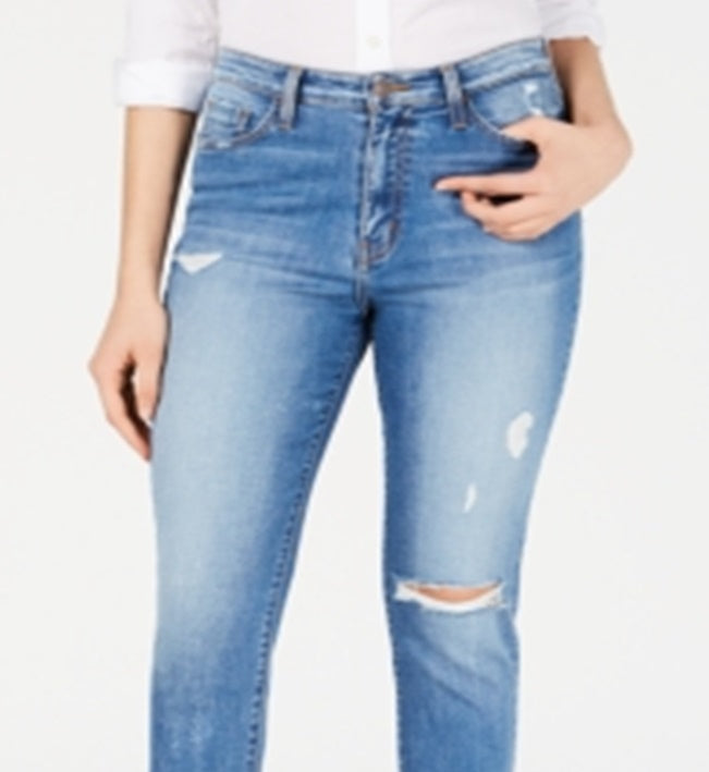 Flying Monkey Women's La Jolla Light Washed Distressed Mom Jeans Blue Size 24