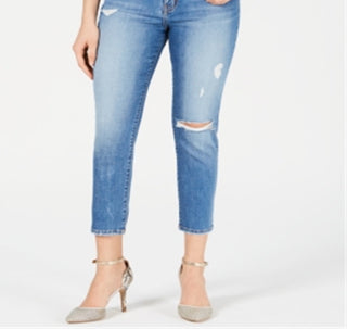 Flying Monkey Women's La Jolla Light Washed Distressed Mom Jeans Blue Size 24