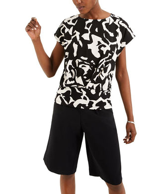 Alfani Women's Printed Top Black Size X-Large