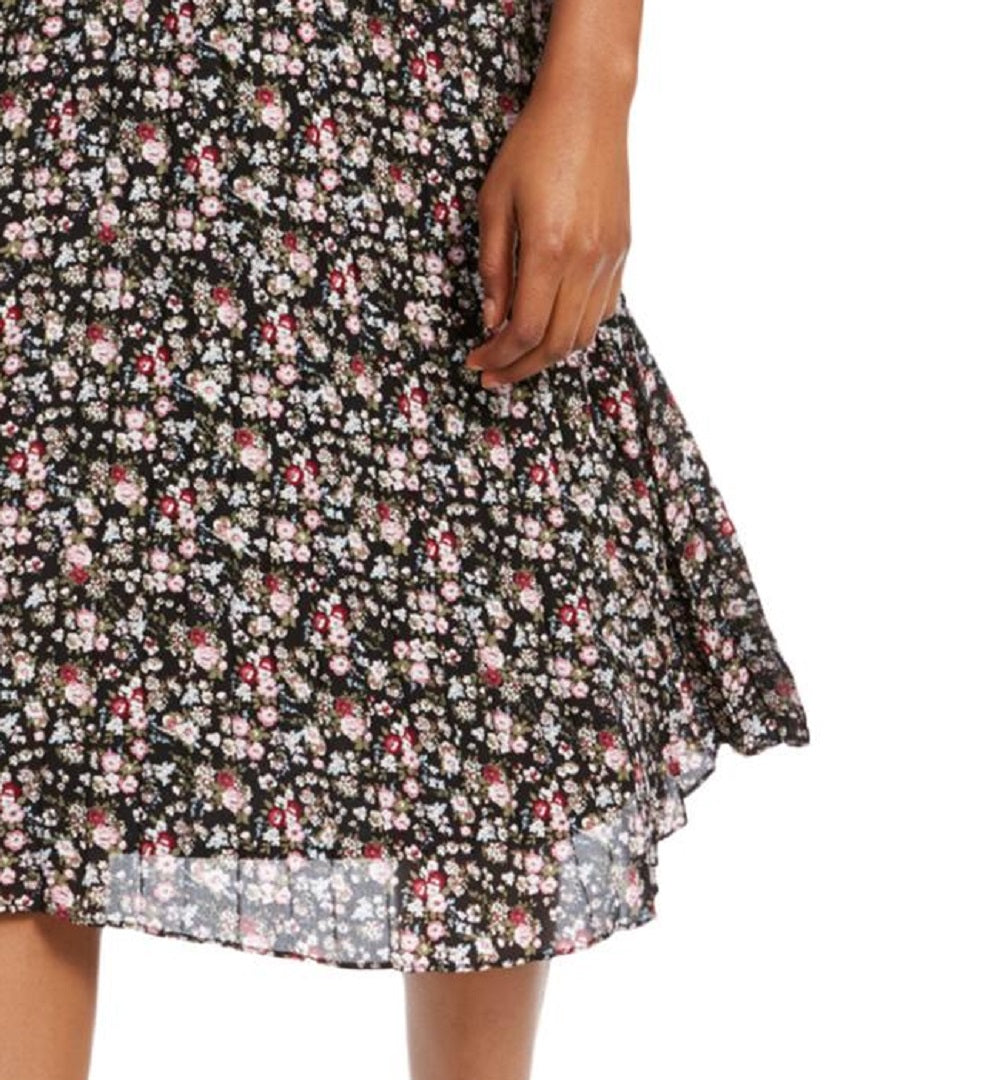 Maison Jules Women's Floral Midi Skirt Black Size X-Small