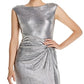 Ralph Lauren Women's Metallic Sleeveless Jewel Neck Maxi Sheath Evening Dress Gray Size 12