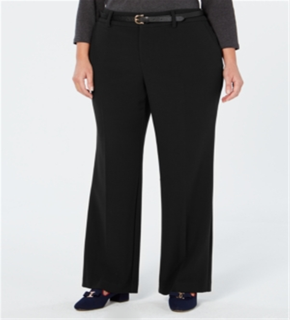 Charter Club Women's Plus Tummy Slimming Relaxed Fit Trouser Pants Black Size 14W