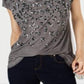 INC International Concepts Women's Sequined Animal Print Pullover Top Gray Size X-Small