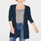 Charter Club Women's Textured Ribbed Open Cardigan Sweater Blue Size X-Small