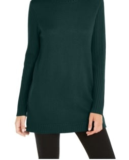 INC International Concepts Women's Mock Neck Stitched Tunic Green Size XX-Large