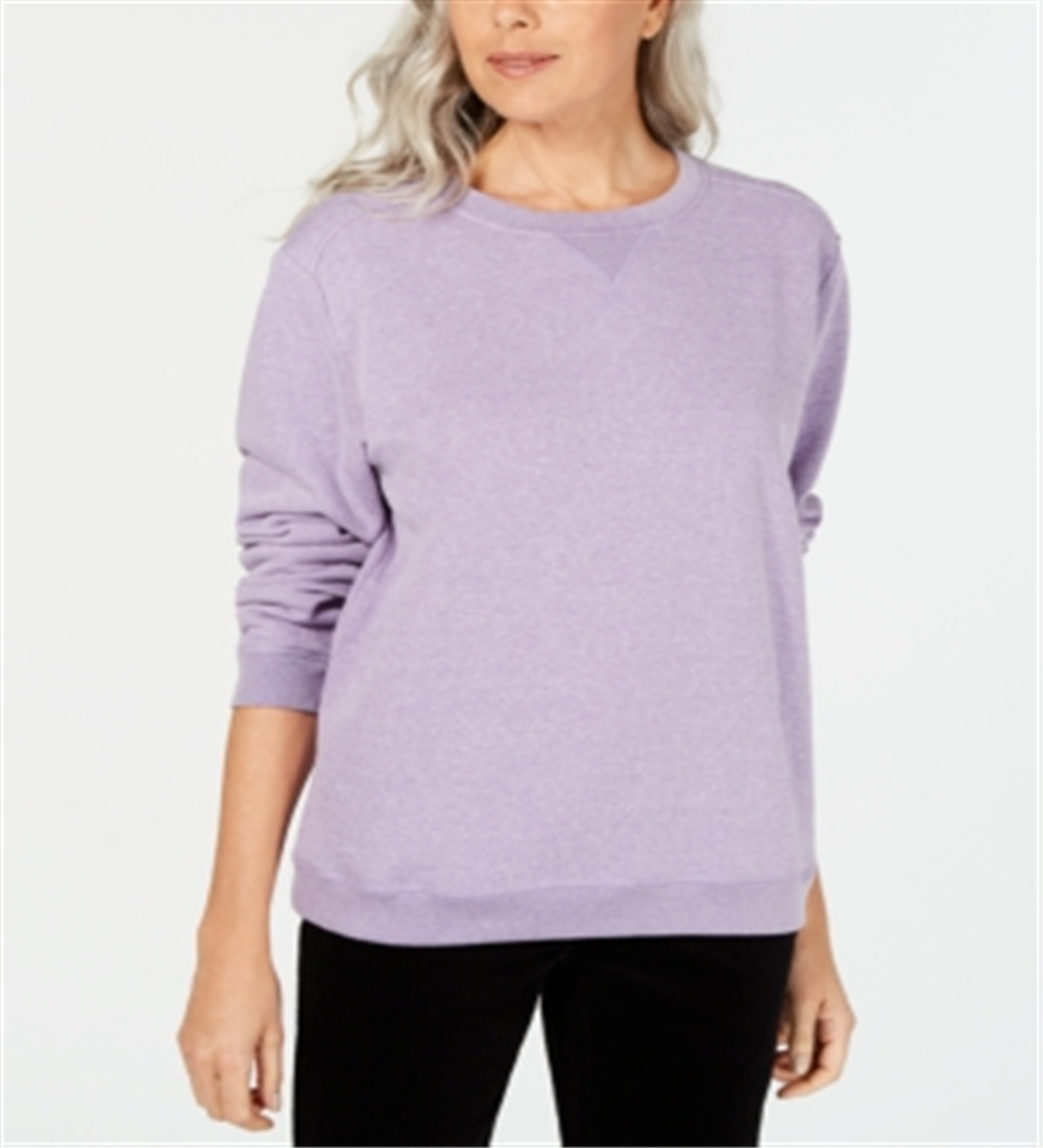Karen Scott Women's Sport Long Sleeve Crewneck Sweatshirt Purple Size Large