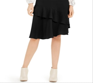 Alfani Women's Ruffled Pull on Tiered Skirt Black Size 8