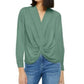 INC International Concepts Women's Twist Front Blouse Green Size X-Large