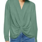 INC International Concepts Women's Twist Front Blouse Green Size X-Large