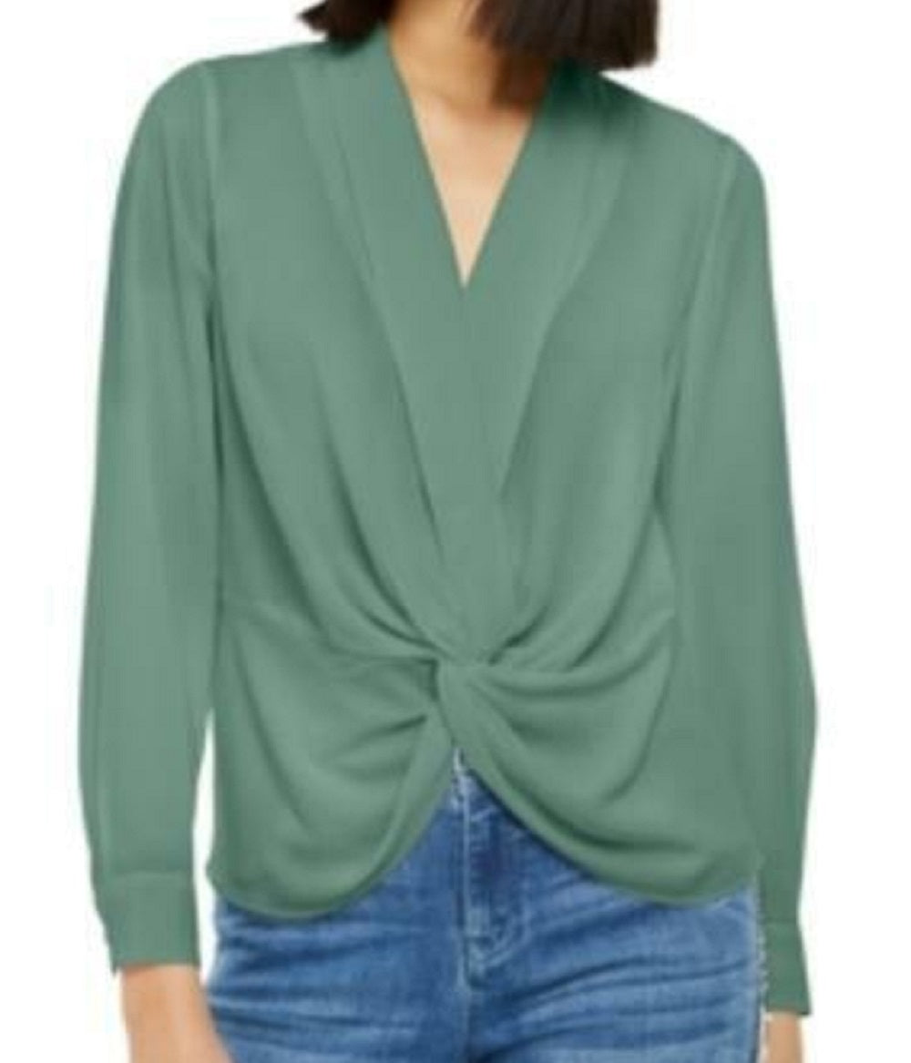 INC International Concepts Women's Twist Front Blouse Green Size X-Large
