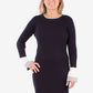 NY Collection Women's Colorblocked Sweater Dress Blue Size Petite Medium