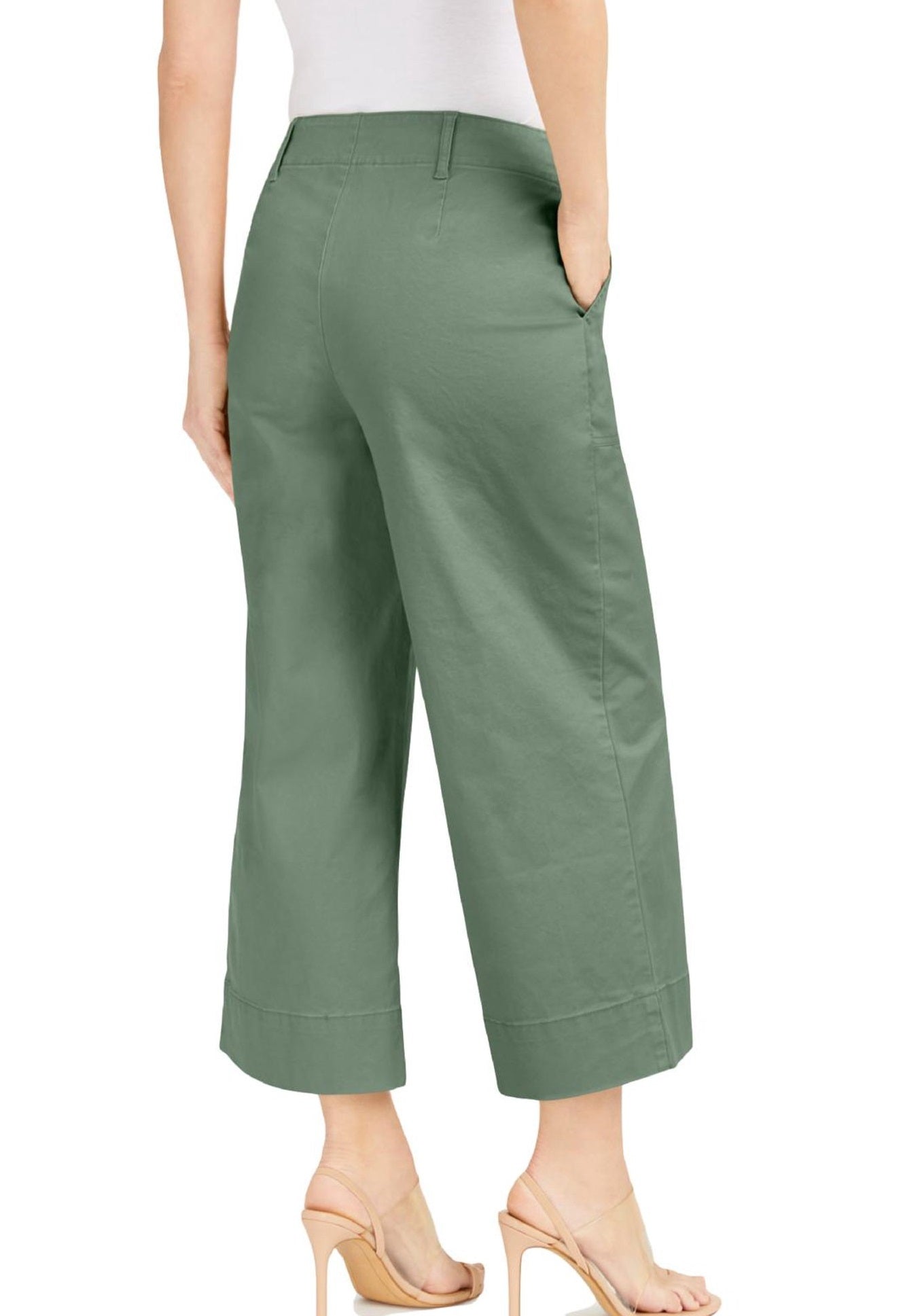 INC International Concepts Women's Button Fly Culottes Green Size 14