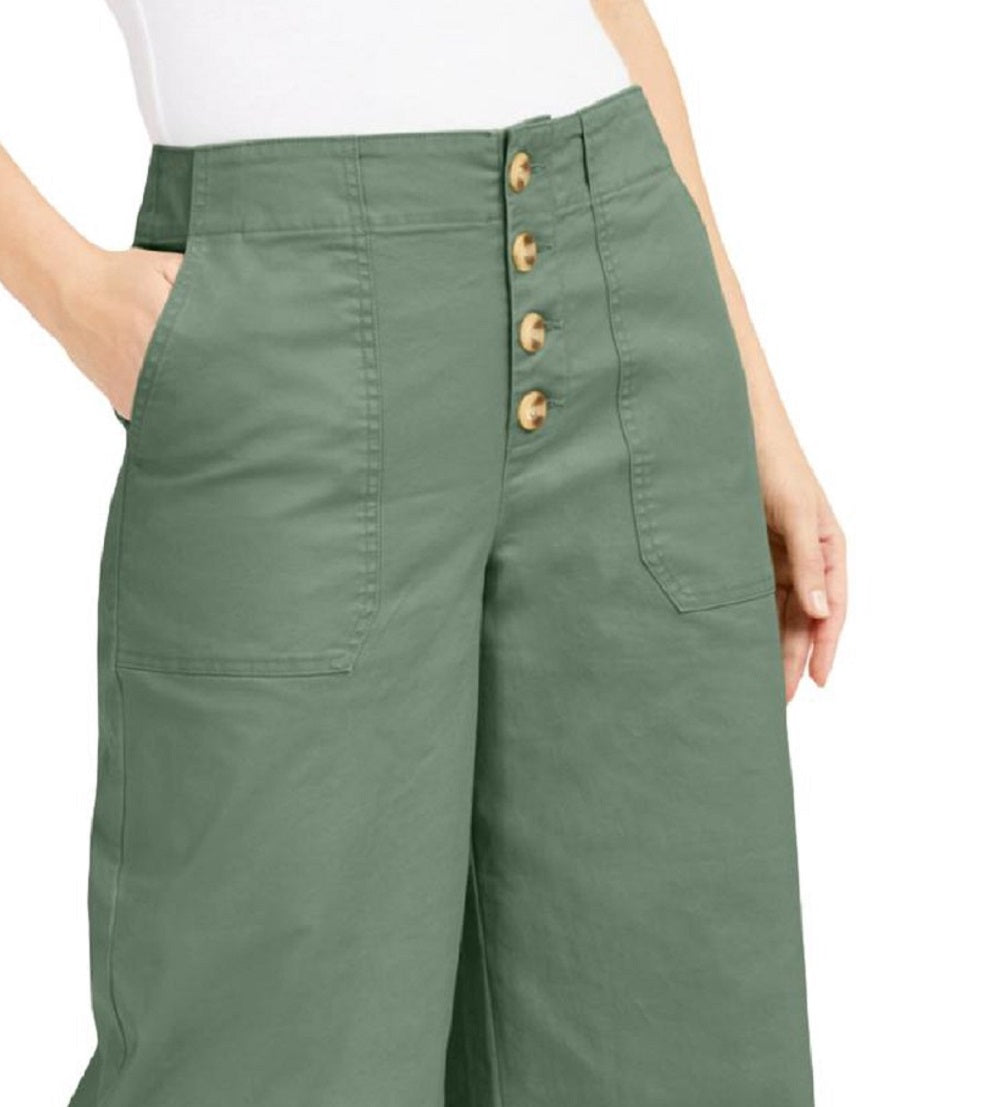 INC International Concepts Women's Button Fly Culottes Green Size 14