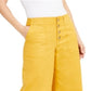 INC International Concepts Women's Wide Leg Exposed Fly Culottes Pants Yellow Size 10