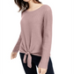 INC International Concepts Women's Sweater Nude Long Sleeve Tie Front Pullover Pink Size X-Small
