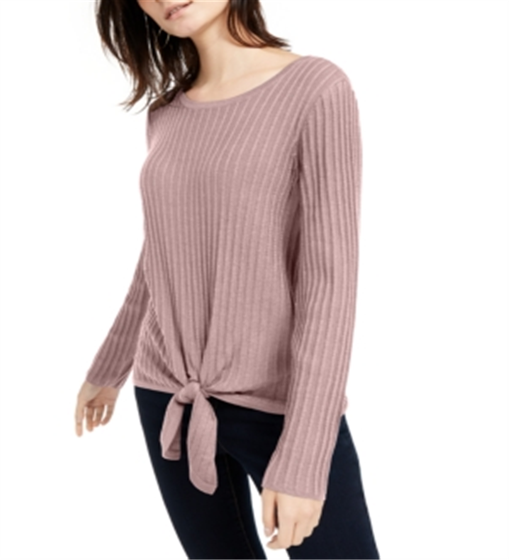 INC International Concepts Women's Sweater Nude Long Sleeve Tie Front Pullover Pink Size X-Small