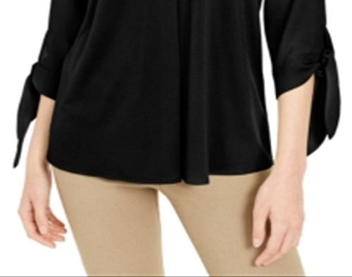 Alfani Women's Tie Cuff Top Black Size X-Small