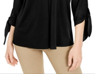 Alfani Women's Tie Cuff Top Black Size X-Small