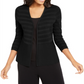 Alfani Women's Textured Stripe Open Front Cardigan Black Size Large