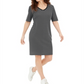 Karen Scott Women's Cotton Lace up Split Neck Dress Black Size X-Small