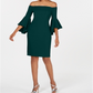 Calvin Klein Women's One Shoulder Solid Sheath Dress Green Size 12