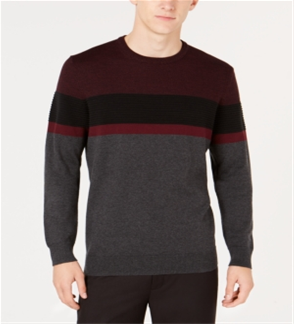 Alfani Men's Ottoman Striped Sweater Gray Size X-Large