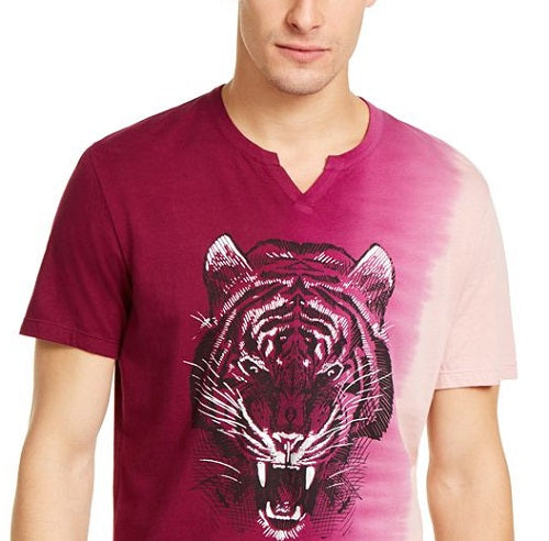 INC International Concepts Men's T-Shirt Magenta Graphic Ombre Split Neck Tee Purple Size X-Large